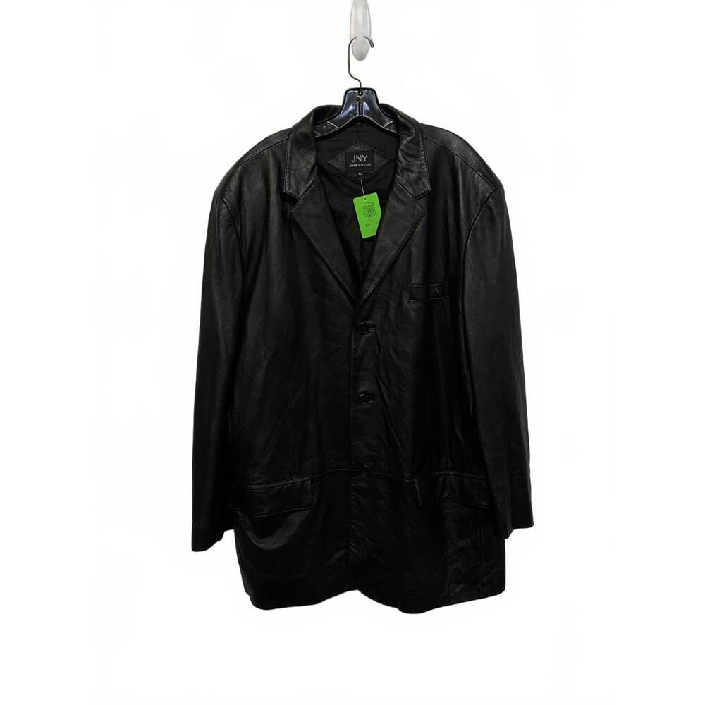 JNY Jones New York Men's Genuine 90s Y2K Leather Black Blazer Jacket 48L Plus